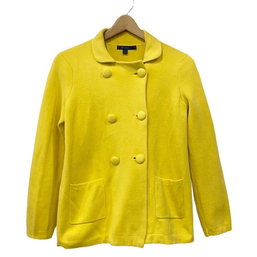 Boden Women's Yellow Double Breasted Knit Blazer Sz 12